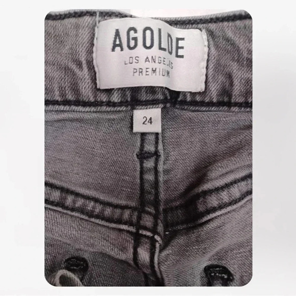 Agolde Sophie Crop High Rise  Skinny Distressed Raw Hem Jeans Size 24 - Picture 9 of 13